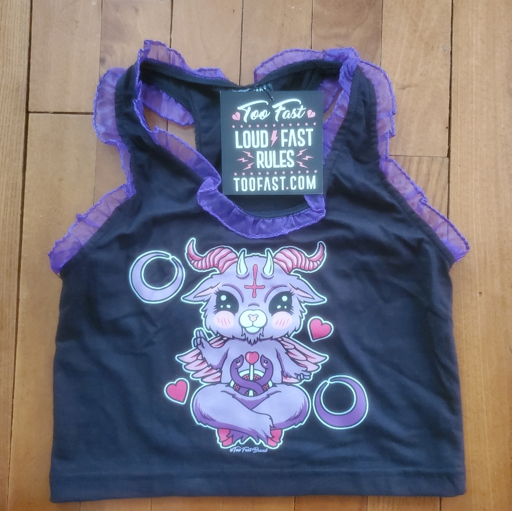 Too Fast Black and Purple Crop Top